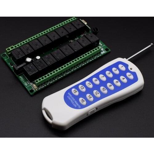 12V DC 16 Channel Relay RF Switch Remote Control Transmitter Receiver 433.92Mhz
