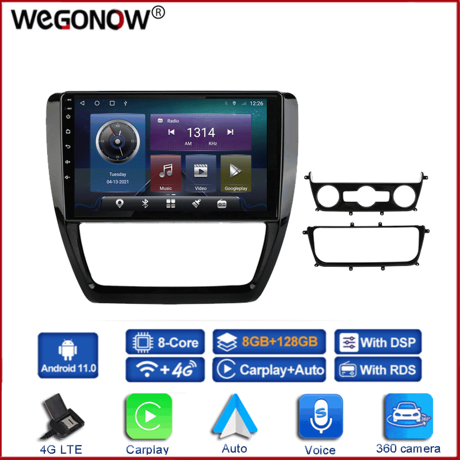 360 Panoramic Camera 6G+128G Android 10 Car DVD Player GPS Map WIFI Bluetooth 5.0 RDS Radio For VW Sagitar Jetta Bora 2011-2018