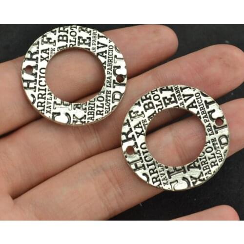 9 pcs free shipping Retro silver color charms diy metal ring pendant for necklace&bracelets jewelry making 30*30 mm B123