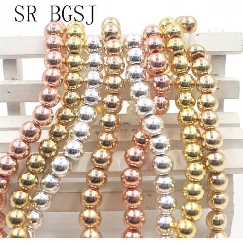 Free shipping 2-12mm 6 colors Wholesale Shinning Round Shape Hematite Loose Beads Strand 15