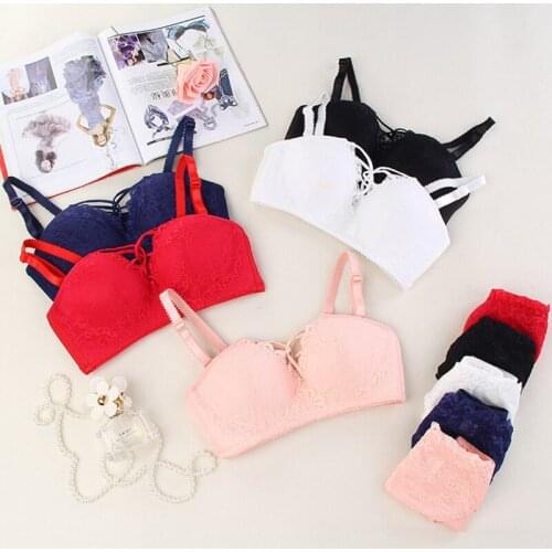 No Steel Ring Push Up Bra Underwear Women Suit Floral Lace Bra Gathered Small Chest Sexy Lace Bras Thin Section Intimates Bra