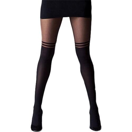 Women Black Thin Pantyhose Stockings Suspender Tights Summer Cute Sexy Women Lady Hosiery Temptation Sheer Mock