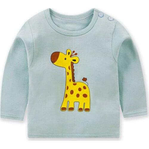 Kids Baby Boys Girls T-Shirts Cartoon Animals Full Long Sleeve Childrens Tops Spring Autumn O-Neck Cotton Unisex Tees Clothes