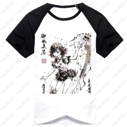 Toaru Majutsu no Index T-Shirt Short Sleeve Kamijou Touma Misaka Mikoto T shirts Cosplay Ink painting Tshirt Tops Tees
