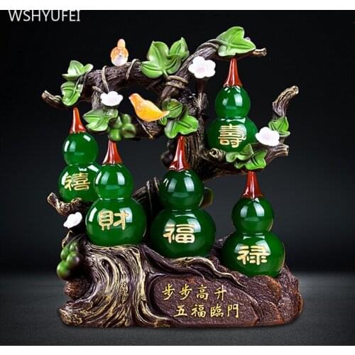 Classic Resin Gourd Model Home Decoration Office Desktop Lucky Fortune Decor Crafts Living Room TV Cabinet Feng Shui Ornaments