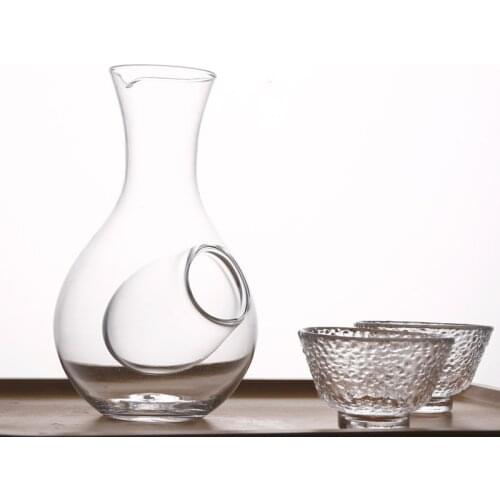 Creative Japanese Style Glass Wine Bottle Thumb Hole Sake Glass Ice Jug Hamster Nest Cooling Room Wine Pourers Decanter Set