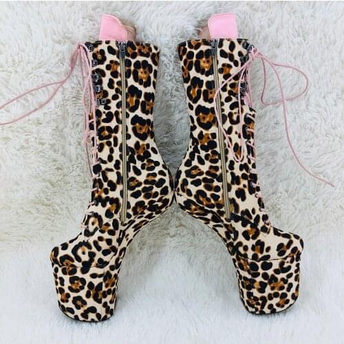 Leecabe Snake Leopard Upper Boots Platform Sexy Exotic heelless pole dance shoes