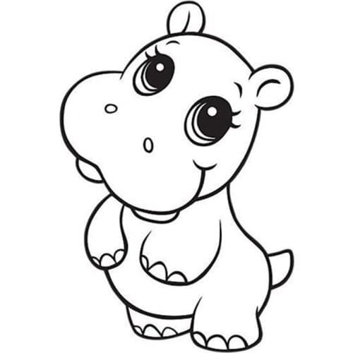 LLY-1524 Cartoon Cute Hippo Modeling Car Sticker PVC Fashion Auto Motorcycle Decoration Personality Waterproof Sunscreen Decal