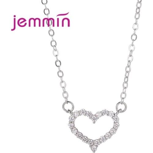 Fashion 925 Sterling Silver Love Heart Necklaces for Women Wedding Statement Necklaces Silver Chain Fine Jewelry