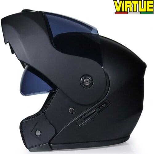 Black Motorcycle Helmet Racing Modular Dual Lens Motocross Moto Helmet Full Face Helmets Flip Up Casco Moto Capacete Casque