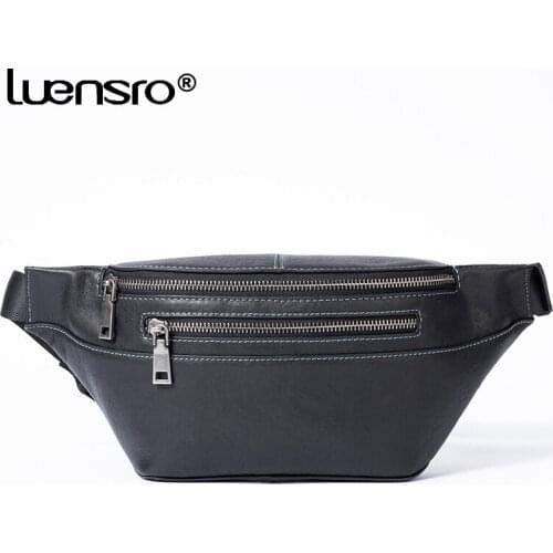Genuine Leather Men Bag Fashion Mens Waist Bags Belt Crossbody Bag For Men Chest Bags Multifunction Boys Day Pack