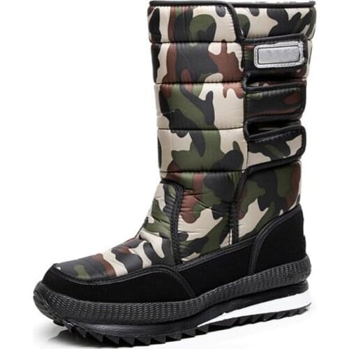 Men Snow Boots Fashion Warm Shoes For Men Waterproof Mens Winter Long Boots Shoes Outdoor Warm Mans Footwear British Mens Army