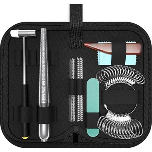 Q39C Ring Size Measurement Tool Set Includes Ring Size Meter Ring Size Adjuster Jewelry Polishing Cloth Polished Agate