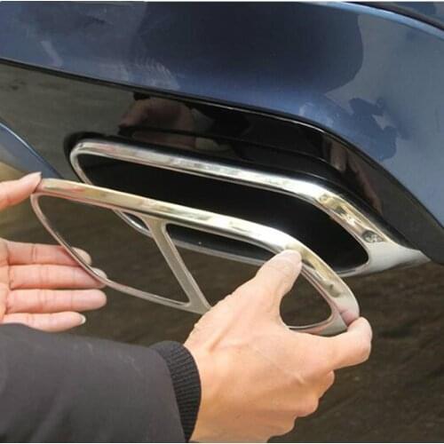 Car Tail Exhaust Cover Trim Stickers For Volvo XC60 2017-18 Stainless Steel Tail Throat Decoration Strips Auto Accessories