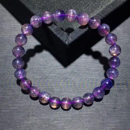 7.1mm Genuine Natural Blue Dichroite Cordierite Blood Iolite Bracelet Women Men Crystal Clear Round Beads AAAAAA