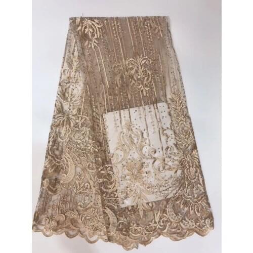 Latest\High Quality African Tulle Lace Fabric 2021 Gold Color Nigerian Lace Fabrics For Wedding 2021 With Stones ZX3252