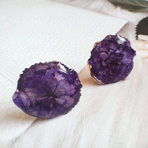 Novelty Flowers Plants Creative Vintage Resin Earring Handmade Clear Engagement Earring for Women Romantic Gifts