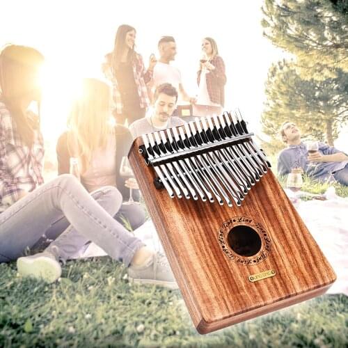 LINGTING K17Y 17-key Portable Thumb Piano Kalimba Mbira Sandalwood Solid Wood with Storage Bag Music Book thumb piano