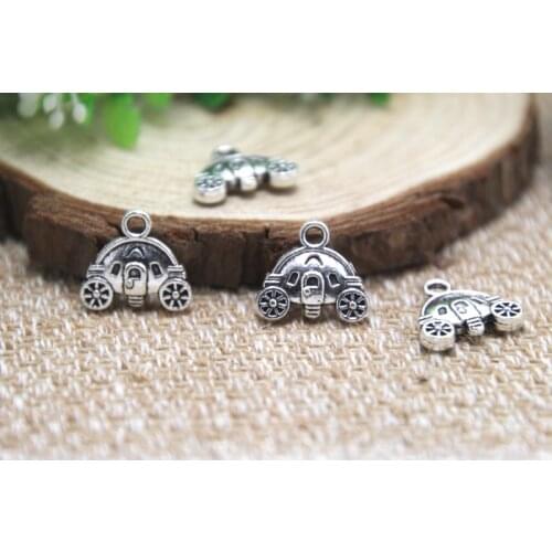 20pcs- Pumpkin car Charms Antique Tibetan silver cut Pumpkin car charms pendants 15mm x 13mm