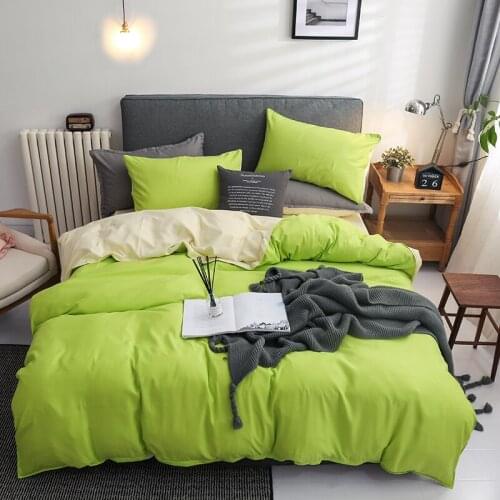Bed Linen Fruit Green Bedding Set 3-4 Pcs/ Set Include (Sheet, Pillowcase & Duvet Cover Sets ) Plain Colour Bedclothes Soft Bed