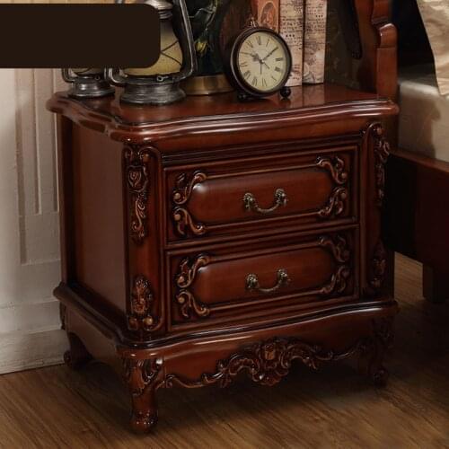 Bedside Table Solid Wood Bedroom Drawer Type Oak 2 Door Side Cabinet Large Apartment European Style Carved Furniture