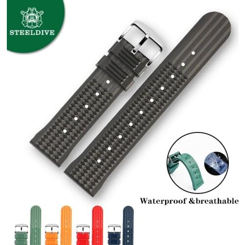 Allbai 22MM Waffle Strap Suit For Tuna Series 20mm Waffle Silicone Bands Suit For Mechanical Watch Men