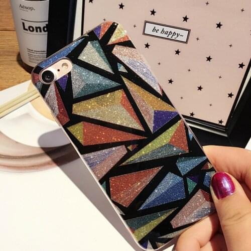 Luxury Glitter Soft TPU Phone Case For case iphone 6 Fashion Geometry Protective Cover For iPhone 8 7 Plus Cases Shinning fundas