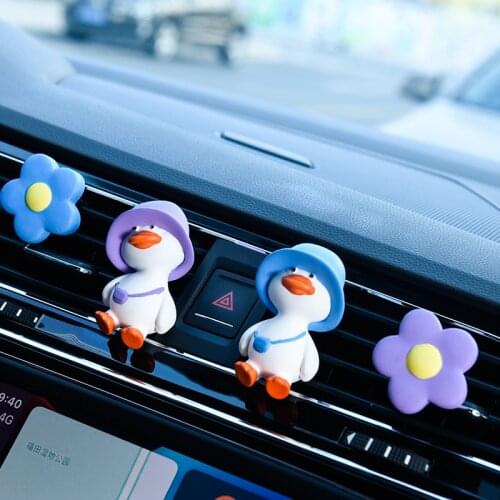 Happy Duck Car Air Freshener Gypsum Car Perfume Cute Car Accessories Interior Heart Shape Flower Car Diffuser Vent Clips