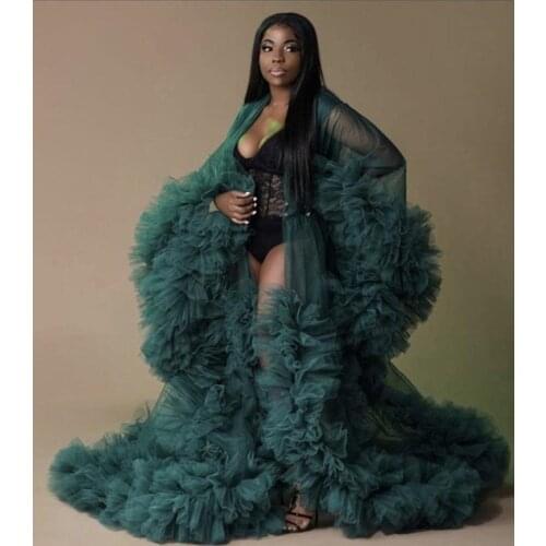 Sexy Maternity Evening Dresses See Thru Birdal Tulle Robes Custom Made Any Color Maternity Tulle Gowns For Photo Shoot Plus Size