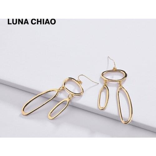 LUNA CHIAO Fashion Jewelry Gold Silver Plating Irregular Metal Drop Statement Earring for Women Bijoux Gifts for Girls