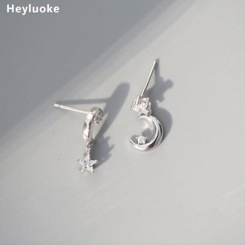 Earings Brinco Earing Luxury Colorful Crescent Moon&star Real Earrings Cubic Zirconia Asymmetrical