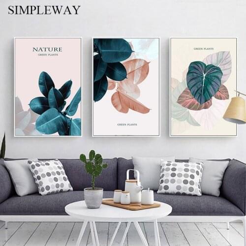 Scandinavian Picture Tropical plant Poster Nordic Style Botanical Leaf Wall Art Canvas Print Painting Modern Living Room Decor