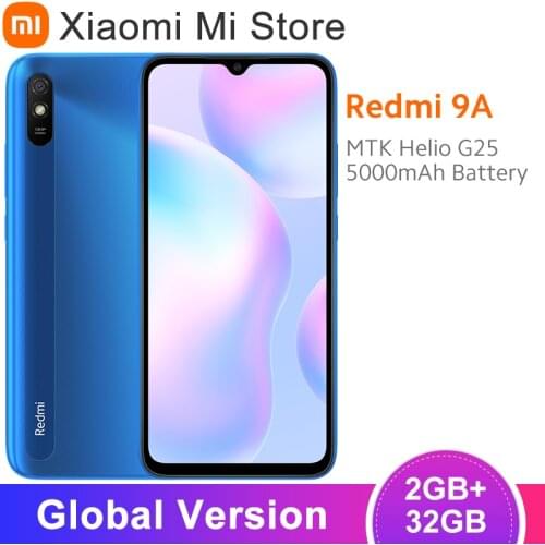New Global Version Xiaomi Redmi 9A Mobile Phone 2GB RAM 32GB ROM MTK Helio G25 Octa Core 6.53" 5000mAh 13MP Camera Smartphone