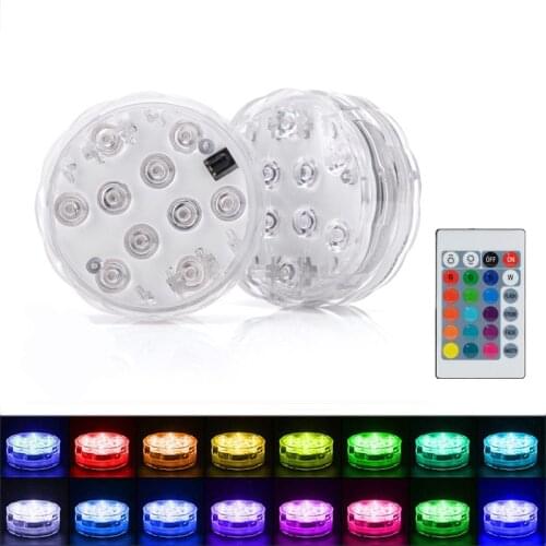 10 Remote Control RGB Diving Lights LED Lamps for The Pool Waterproof Light Night Light Garden Decoration Pool Accessories