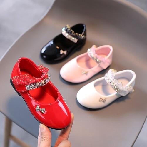 Girls Princess Shoes 2020 New Fashion Patent Leather Wedding Shoes White Children Mary Janes Shoes Big Girls Dance Shoes K233