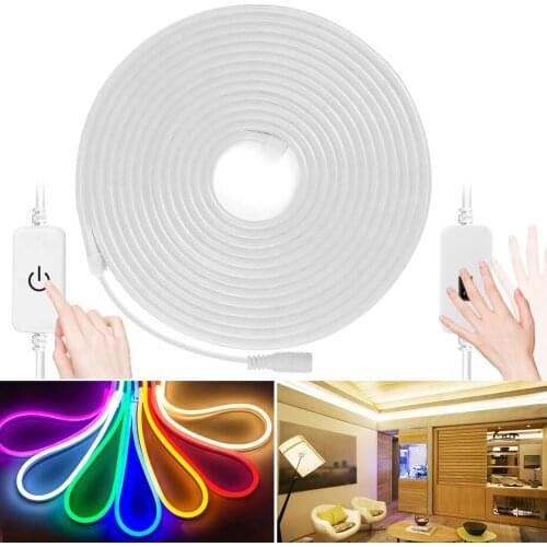 Waterproof Dimmable Neon LED Light Strip with Hand Sweep Sensor DC12V LED Neon Light for Bedroom Home Kitchen Party Decoration