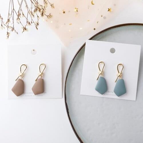 South Korea Geometrical Bump Color Earrings French Korean Morandi Color Wind Earrings Girl Party Jewelry Gifts