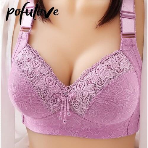 Floral Push Up Bra for Women Plus Size Bras 36-44 B C Embroidery Sexy Wireless Underwear Seamless Bralette Thin Soft Brassiere