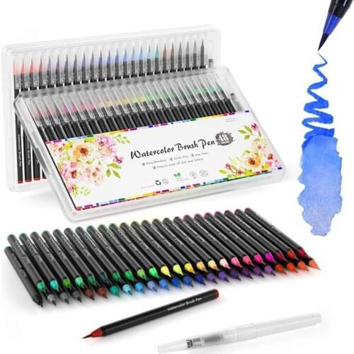 24 color 48 color watercolor suit manufacturers selling soft head brush painting pen color shading tap water brushes