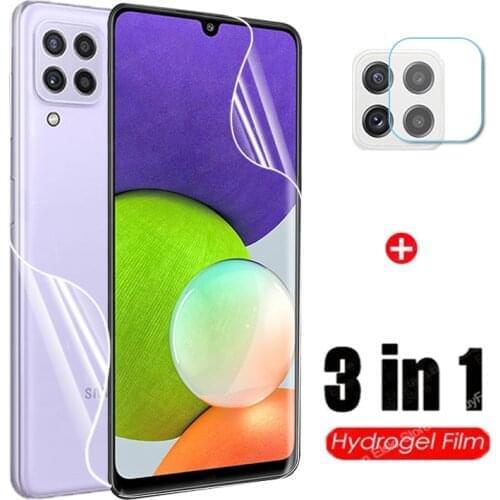 3 in 1 Hydrogel Film For Samsung Galaxy A22 Screen Protector & Camera Lens For Svmsung A22 A 22 5G Protective Film Not Glass