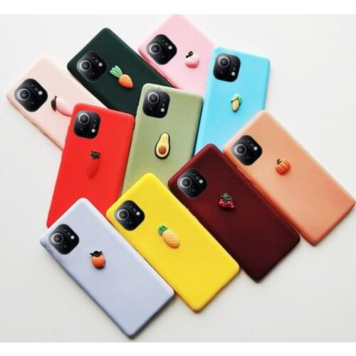3D Cute DIY Cartoon Fruit Phone Case For XIAOMI MI 11 11 Pro Soft Silicone Back Cover for xiaomi 11 pro Shockproof Matte Cover