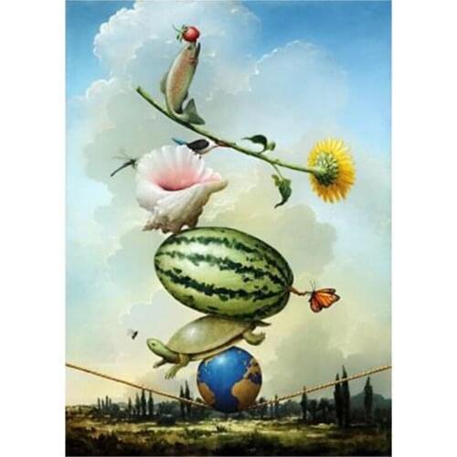 5D DIY Full Round Diamond Painting Fruits & Flowers & Marine Animals Cross Stitch 3D Embroidery Mosaic Kitchen Decoration Y600