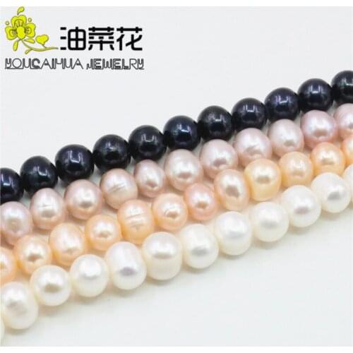 8-9mm White Yellow Purple Black Natural Fresh Water Pearl Loose Beads DIY Jewelry Making Design Accessory For Necklace Bracelet