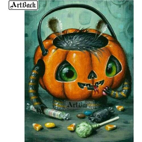 5d diy diamond painting pumpkin monster spider full square / round 5d diamond mosaic halloween gift crafts hand embroidery art