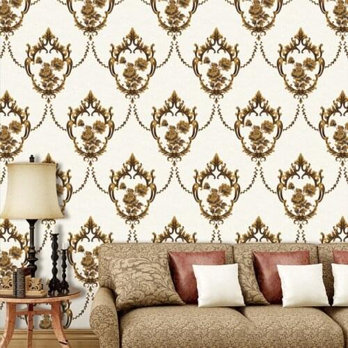 Beibehang High-end rural wallpaper European 3d bedroom warm marriage room living room TV background pvc big flower wallpaper