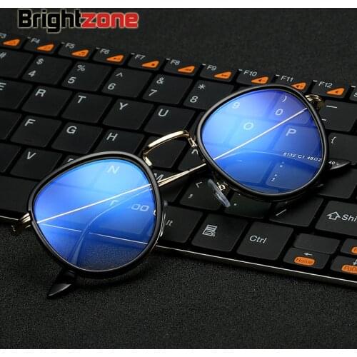 Brightzone 2017 Fashion New Round Glasses with Blue Light Blocking Clear Lens Optical Anti-blue Eye Glasses Frame for Men Women