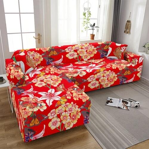 Flower Sofa Cover Floral Plant Slipcover for Armchair Corner Sofa Couch Cover for Living Room Sofa Protector for Fully Wrapped