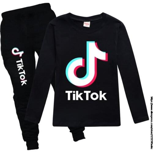 Toddler Kid Baby Tik Tok Girl Casual Clothes Cotton Long Sleeve Printed T-shirt+Long Pants Tracksuit Child Outfit vetement fille