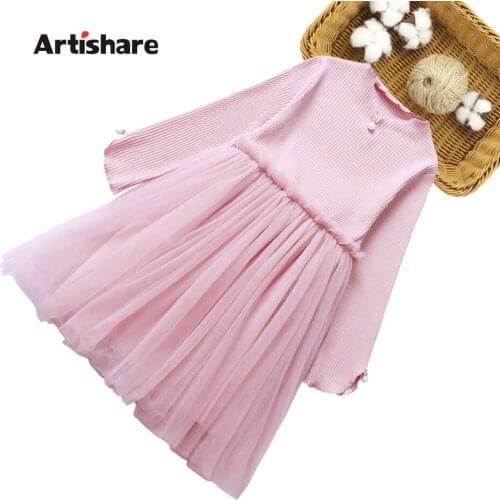 Kids Dresses For Girls Solid Color Girl Mesh Dress Casual Style Child Dress Spring Autumn Girls Costumes Kids 6 8 10 12 14