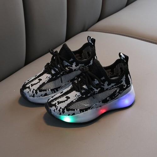 2021 Size 21-30 Children Glowing Shoes Baby Toddler Shoes Boys Girls Light Up Sport Shoes Kids Luminous Mesh Breathable Sneakers